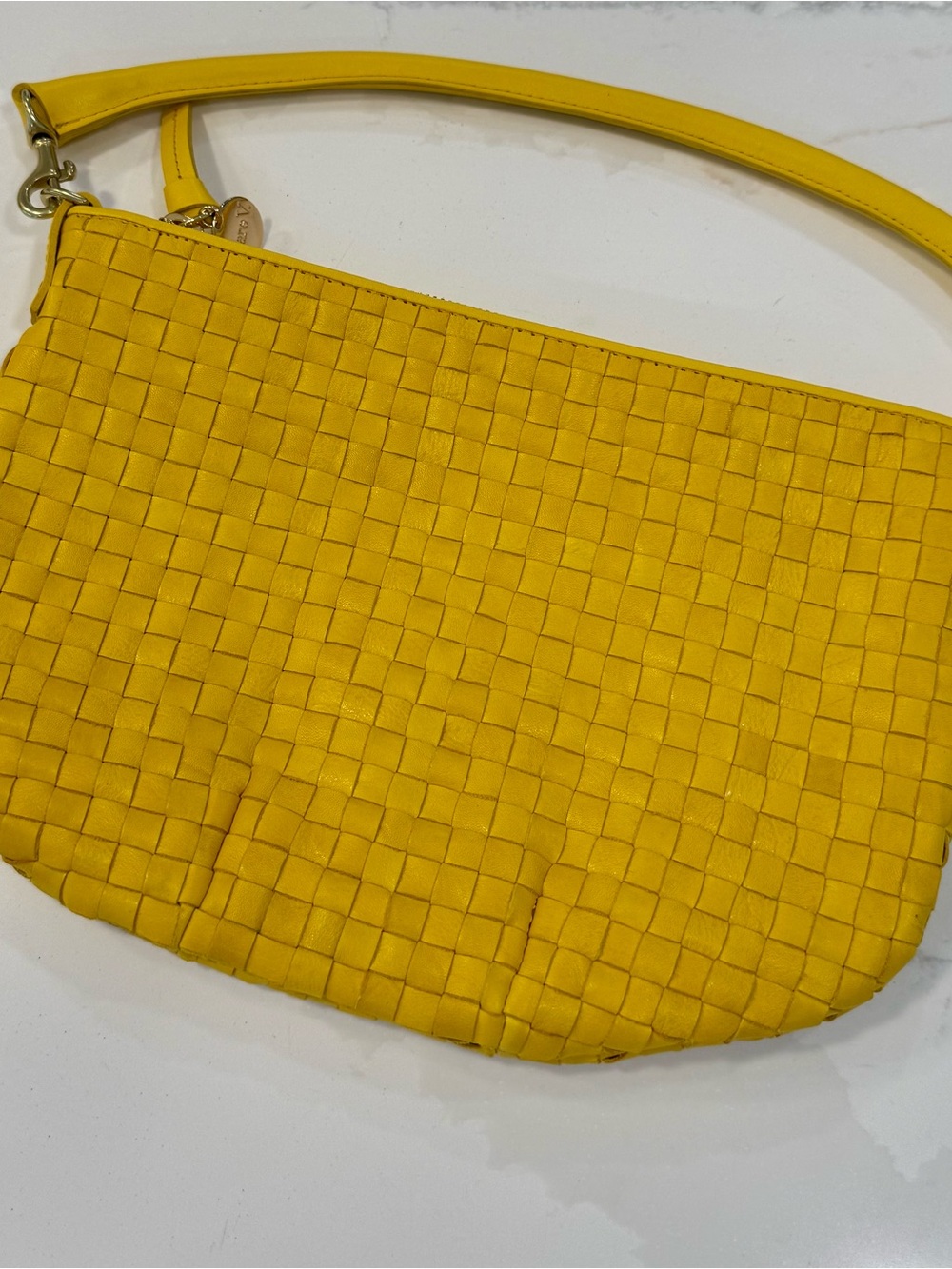 Clare V Petite Moyen in Snapdragon Shoulder Bag Woven Leather